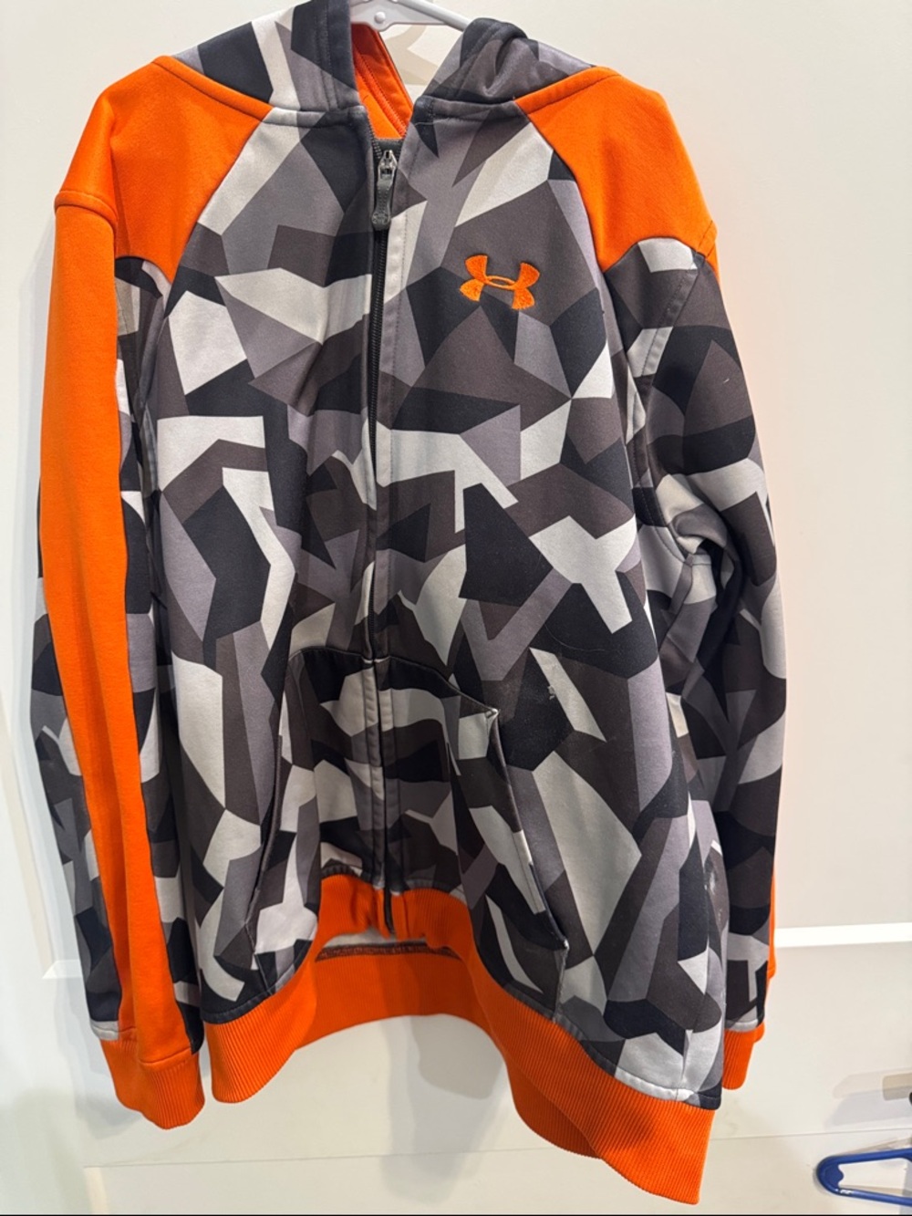 Under Armour Boys' Orange and Gray Geometric Zip Hoodie